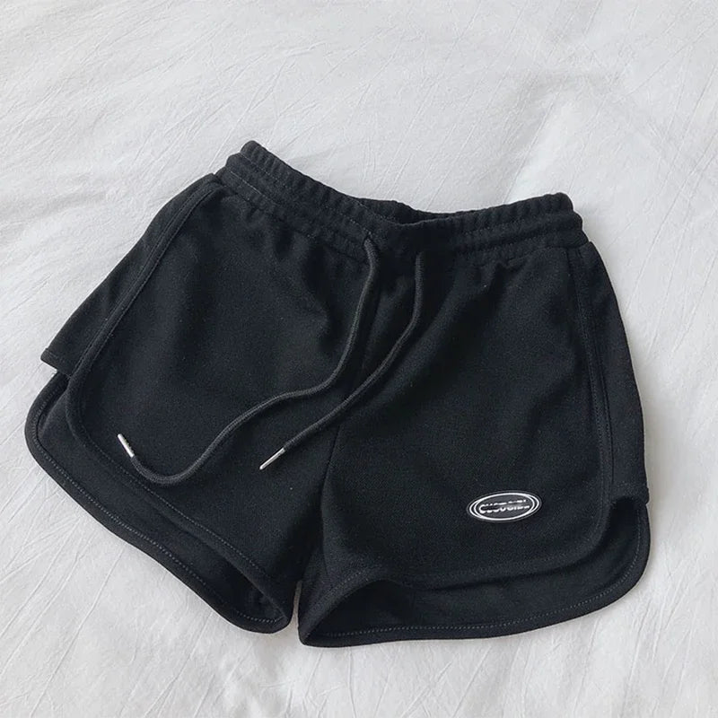 Women Casual Loose Drawstring Sports Shorts Elastic High Waist