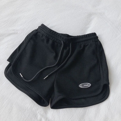 Women Casual Loose Drawstring Sports Shorts Elastic High Waist