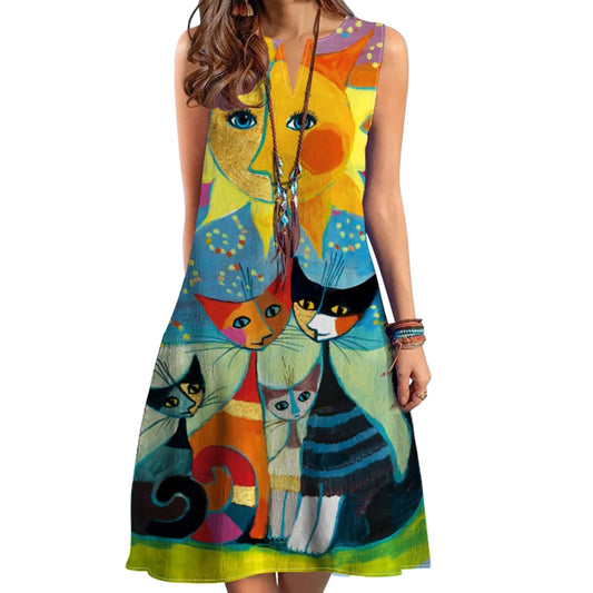 Women's New Dress V-neck Sleeveless  Dress