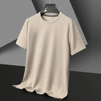 Men's New Summer Waffle round Neck Short Sleeve T-Shirt
