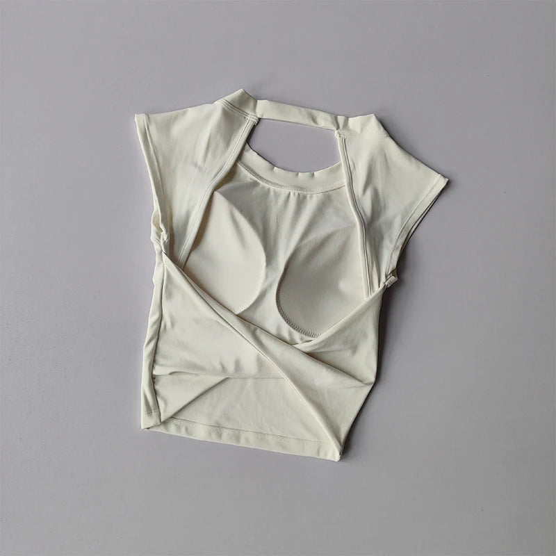 Sculpt & Slay: Backless Yoga Crop Top with Built-in Support