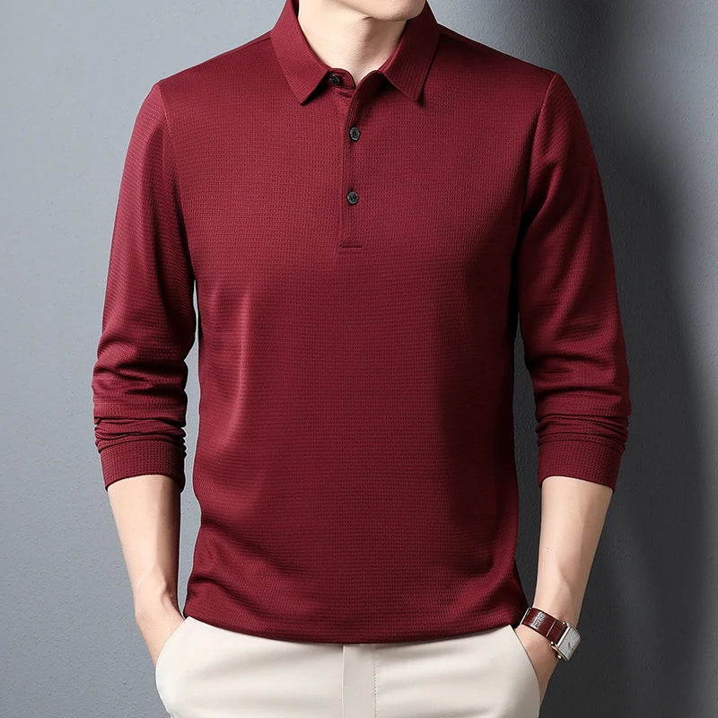Men's Casual Polo Long Sleeve T-shirt Summer Comfortable  Top