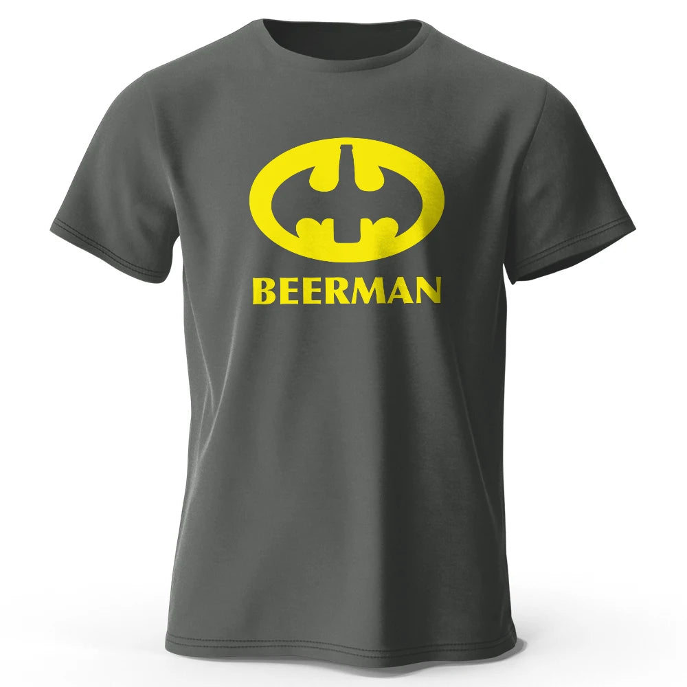 Men's Beer Man Printed T-Shirt 100% Cotton  Tops