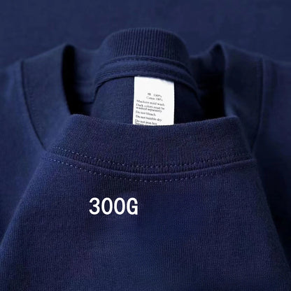 Heavyweight Cotton Short Sleeved T-shirt Summer Round Neck Loose and Base Shirt for Men Women