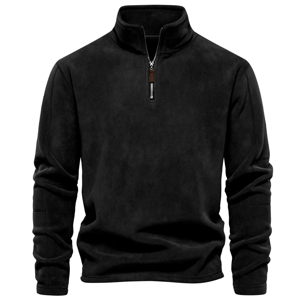 Warm Fleece Jacket for Men Zipper Neck Pullover Men's Sweatshirt