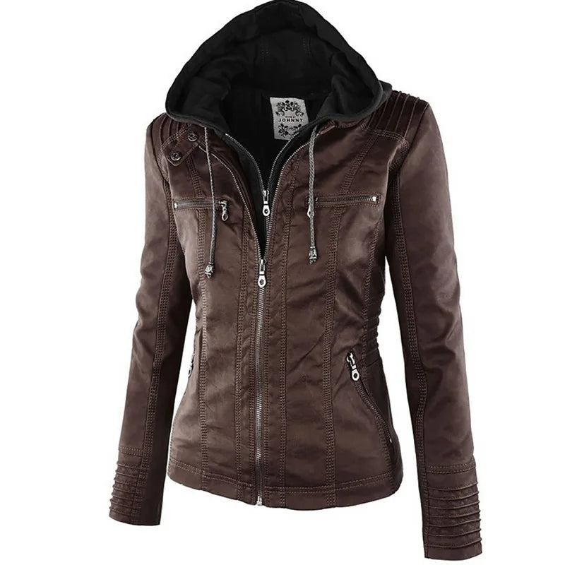 Winter Leather Jacket Women Casual Basic Coats