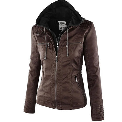 Winter Leather Jacket Women Casual Basic Coats