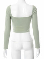 Long Sleeve Crop Tops Spring Fall Casual Fashion