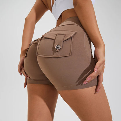 Yoga Shorts for Women Pocket Scrunched Butt Gym Leggings