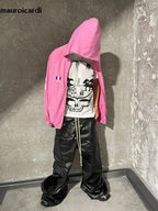 Autumn Cool Black Shiny  Leather Wide Leg Pants for Men