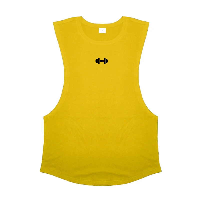 Cotton Breathable Side Slits Tank Tops Mens Bodybuilding Muscle Sleeveless Singlets Workout Shirts