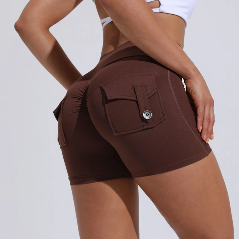 Yoga Shorts for Women Pocket Scrunched Butt Gym Leggings