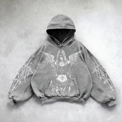 Vintage Fashion Print Zip Up Hoodies Sweatshirt Men and Women Streetwear