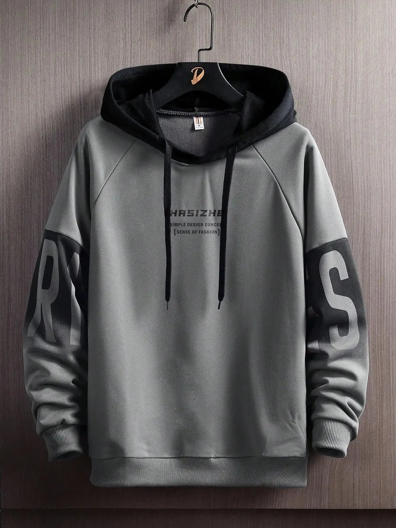 New Casual And Versatile Contrast Monogram Print Long Sleeve Hooded Sweatshirt