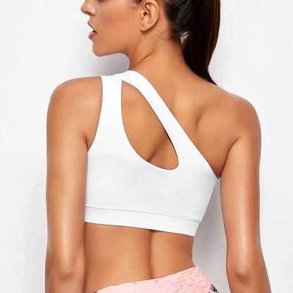 Women Sports Bra Fitness One Shoulder Shockproof Running Bra Sexy Vest