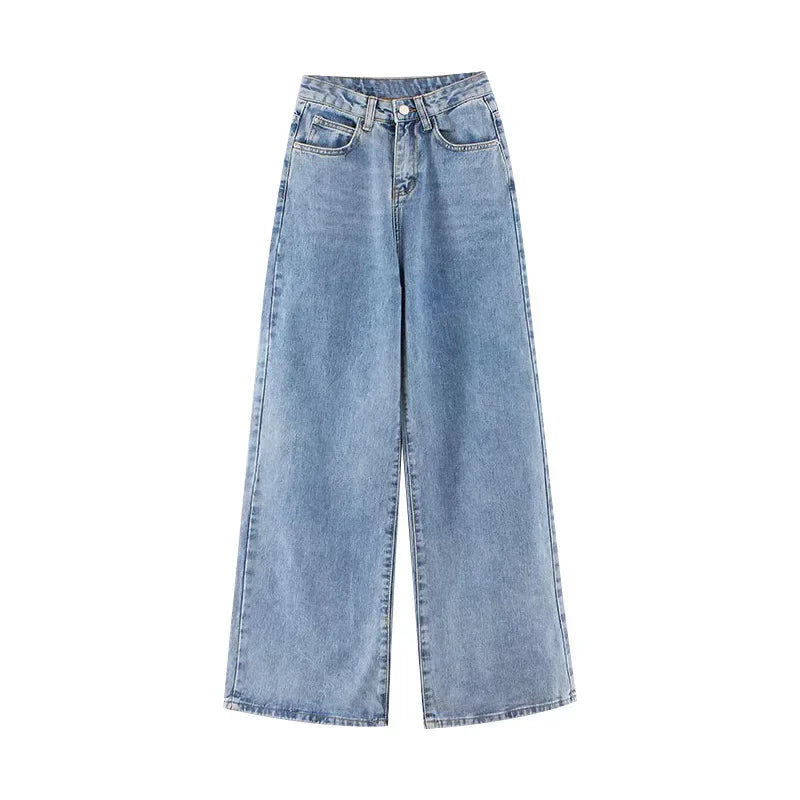High-waist  Women Jeans Trousers Cotton Material