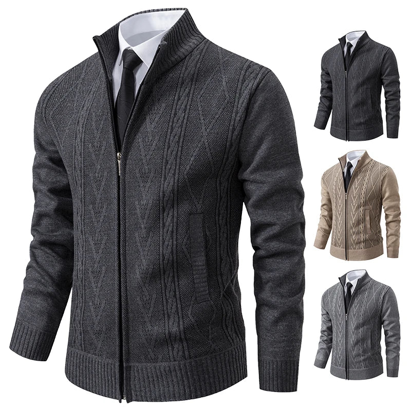 New warm casual men's knitted sweater coat