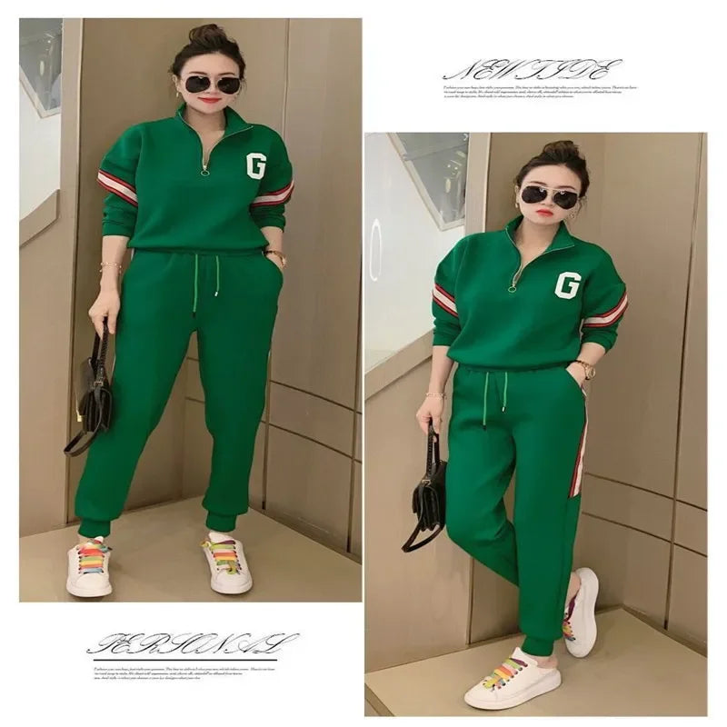 Women's Jacket Sweatshirt Wide-Leg Pants With fleecing Thickened Clothing