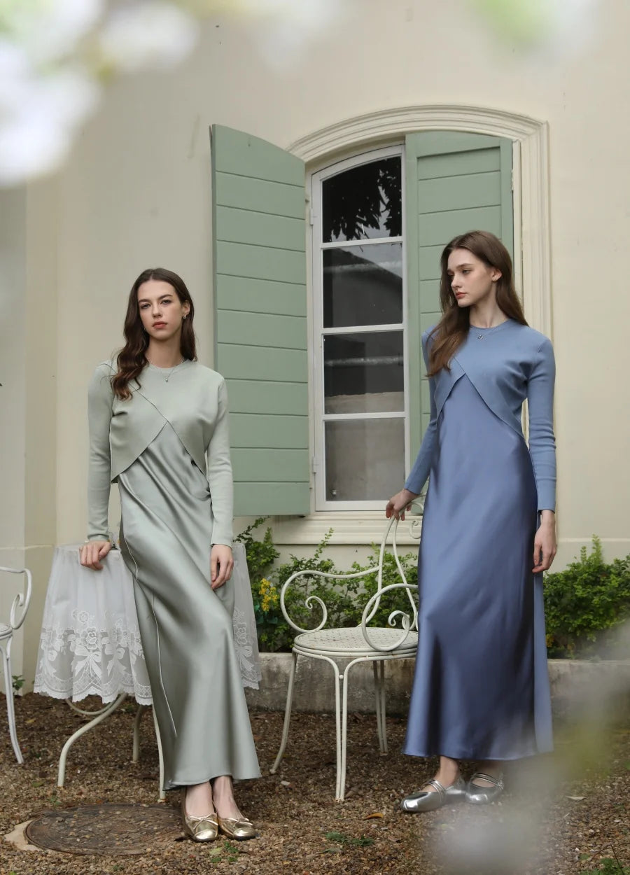 summer elegance satin dress woman clothes