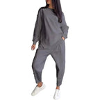 Women's Top Pants Set with Irregular T-shirt