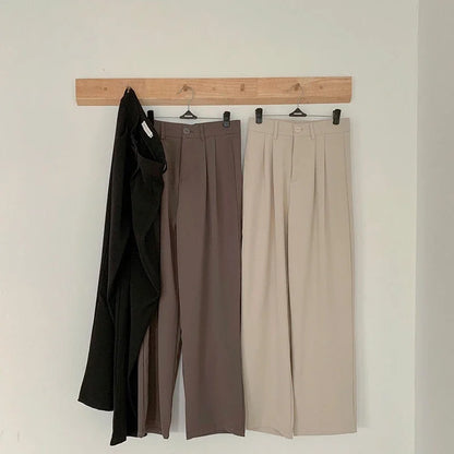 Women Suit Pants Fall Straight Office Ladies Korean Fashion Trousers