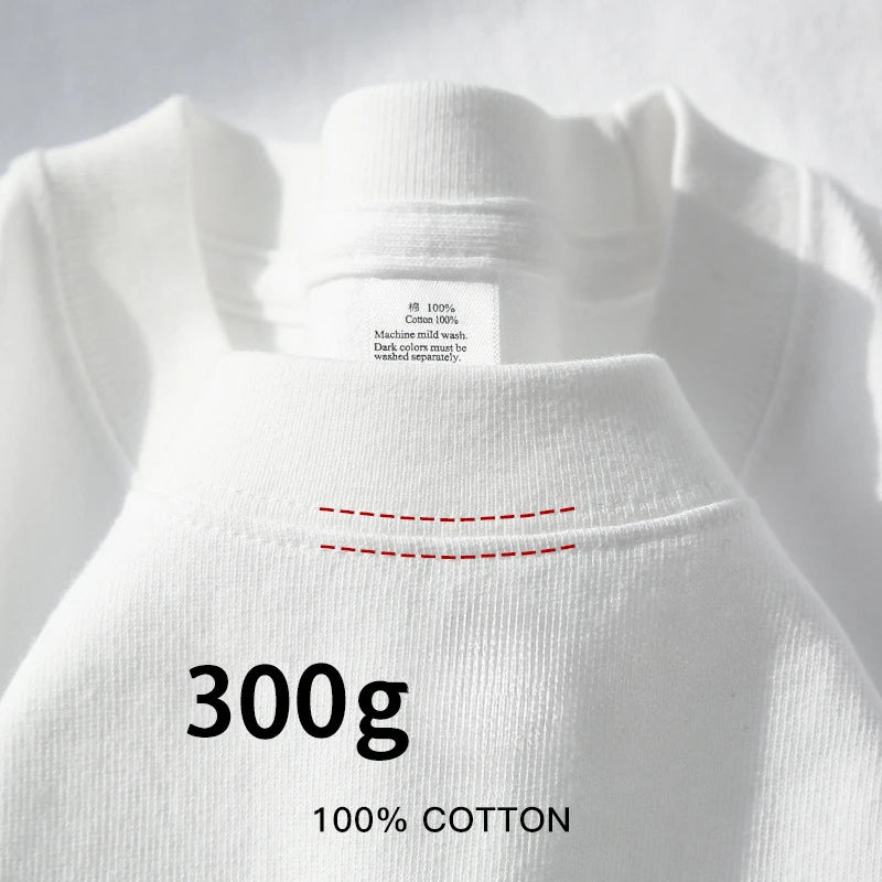 Heavyweight Cotton Short Sleeved T-shirt Summer Round Neck Loose and Base Shirt for Men Women