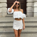 Women's Skirt Pants Mini Skirt Shorts Asymmetric Casual Off White