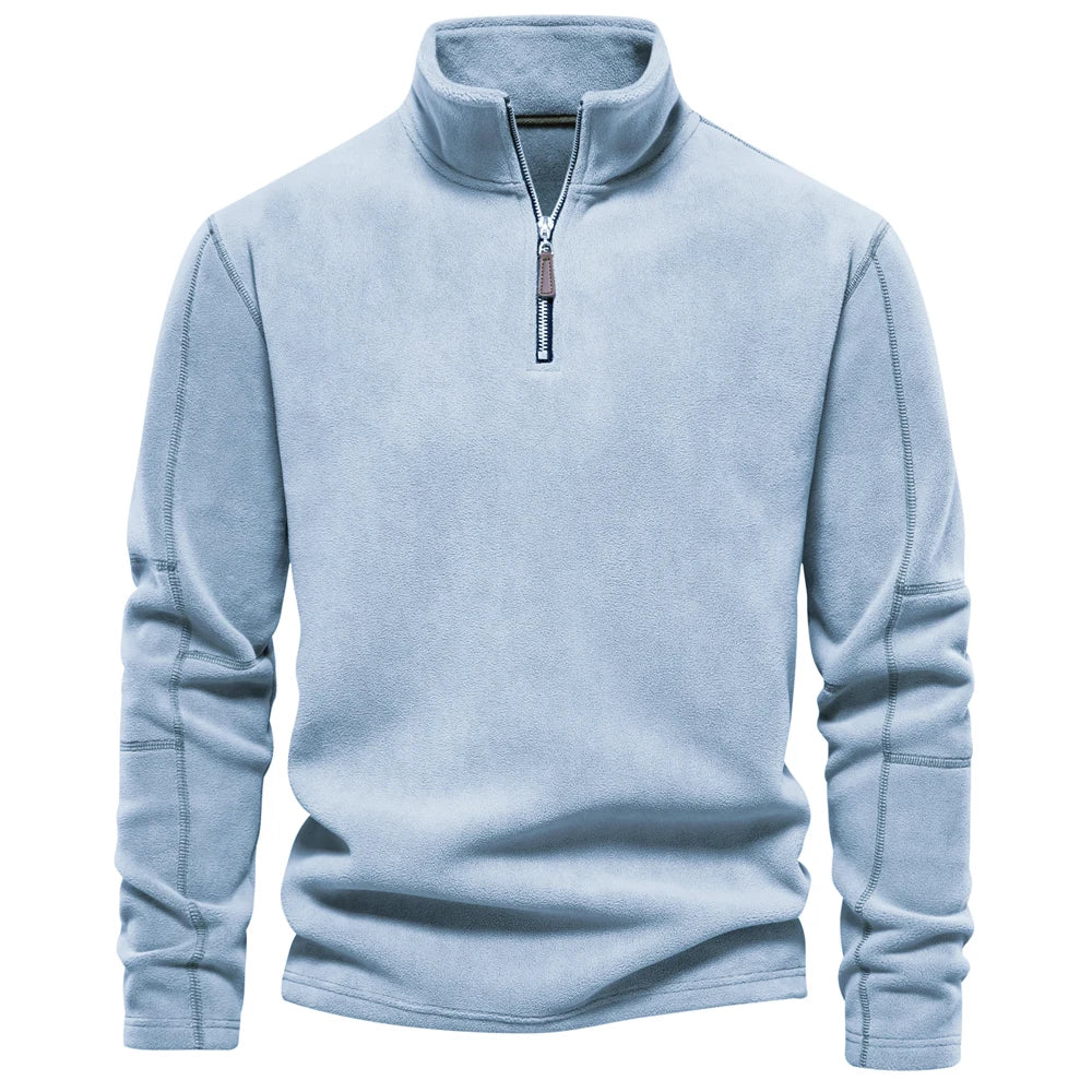 Warm Fleece Jacket for Men Zipper Neck Pullover Men's Sweatshirt