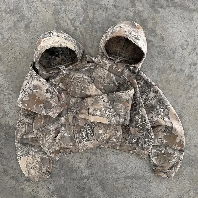 Tracksuit Men New Street Hip Hop Oversized Camo Hoodies