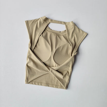 Sculpt & Slay: Backless Yoga Crop Top with Built-in Support
