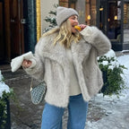 New Fashion Gradient Fluffy Fur Coat Women
