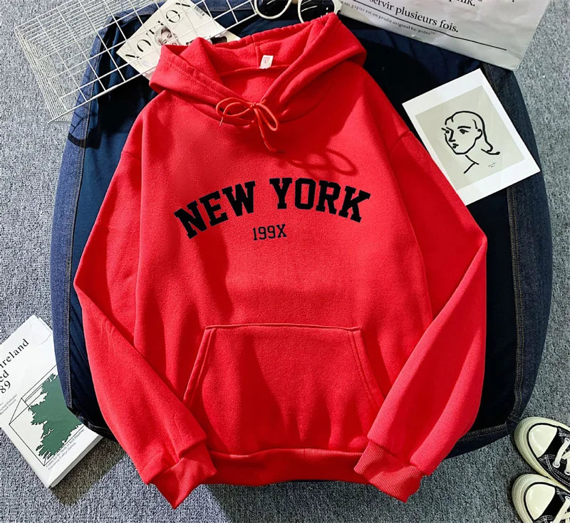 Sweatshirts for Women New York Letter Casual Loose Fleece Tops