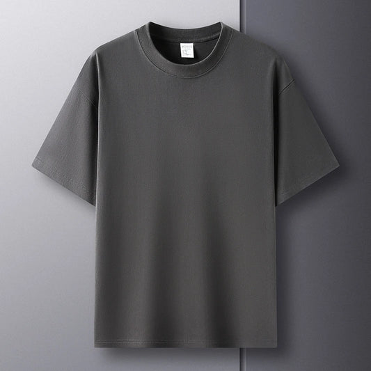 100% pure cotton summer high-end brand men's short sleeve round neck fashionable style half sleeved top T-shirt