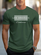 Men's 100% cotton summer loose fit large Los Angeles Graphic printed T-shirt top