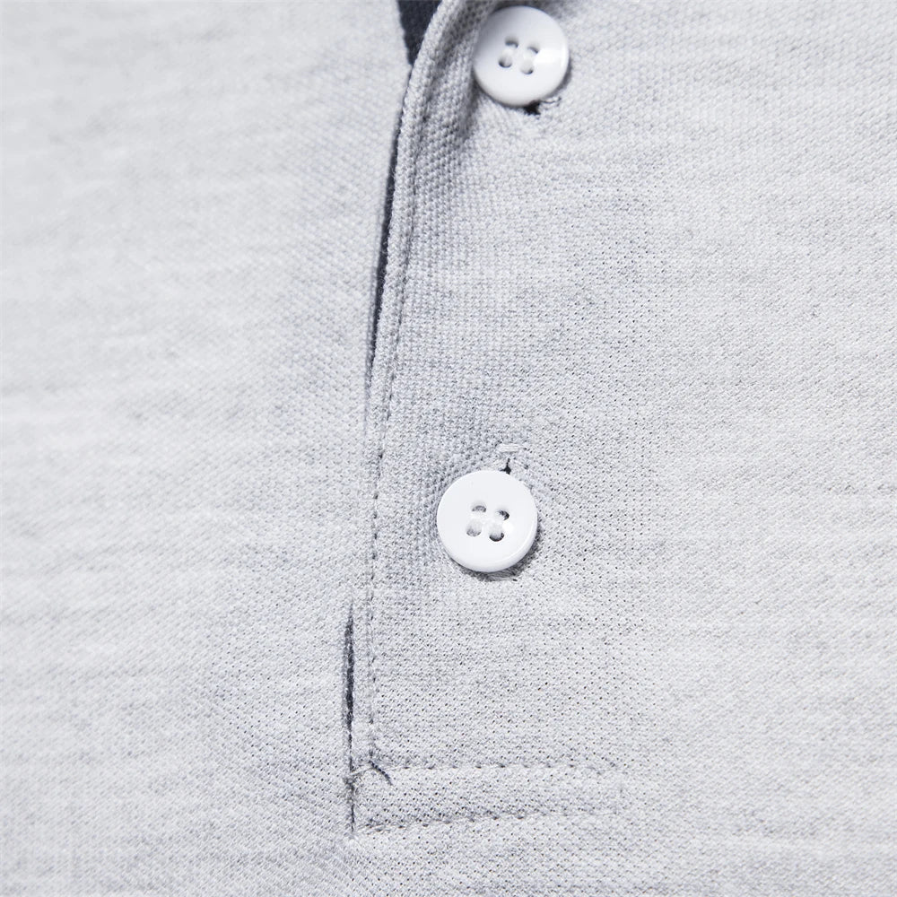 New Men's Deer Polo Shirts Solid Color Long Sleeve