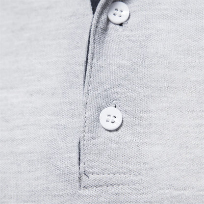 New Men's Deer Polo Shirts Solid Color Long Sleeve