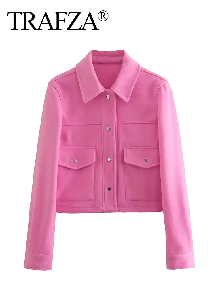 Jackets For Womens Front Pockets Button Long Sleeve Jacket