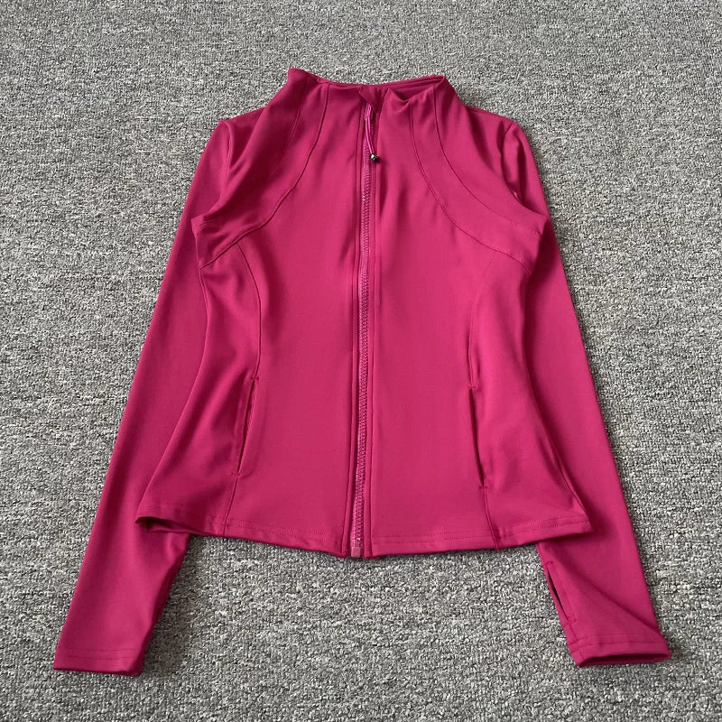 Jacket For Women Slim-Fit Zipper Yoga Wear Long Sleeve Breathable Running