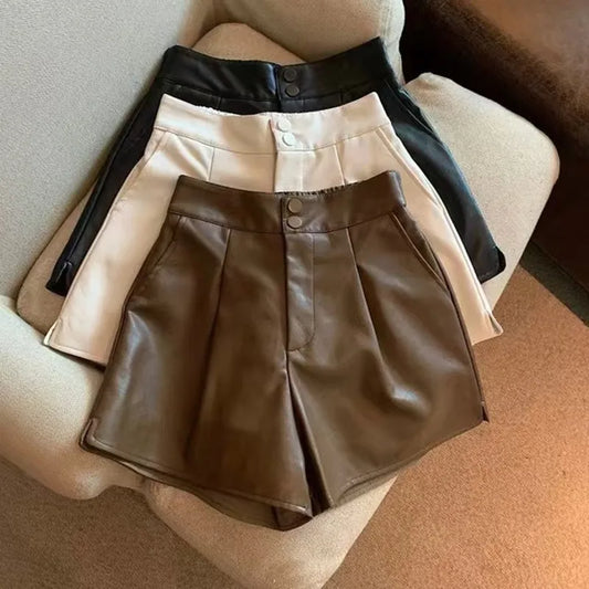 Women  Shorts Vintage High Waist Zipper Fly Pants \