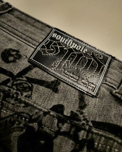 New American women's washed grey jeans Streetwear