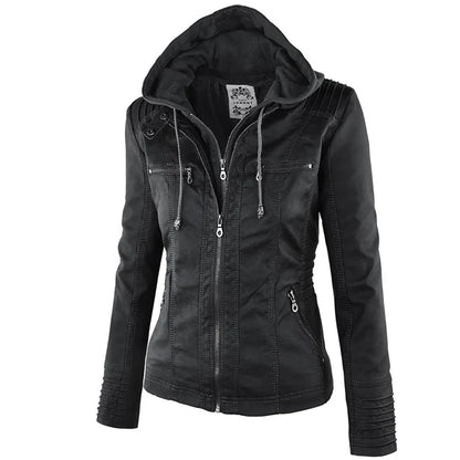 Winter Leather Jacket Women Casual Basic Coats