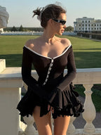 Women's Hem V-Neck Short Dress Party Outfits