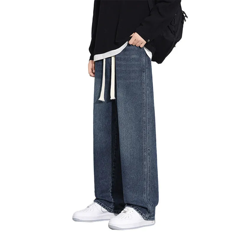 Gioimen's jeans 2025 spring New loose straight-leg denim casual trollers elastic