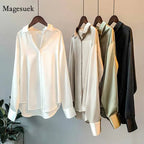 Vintage Blouse Women White Tops Lady Long Sleeves