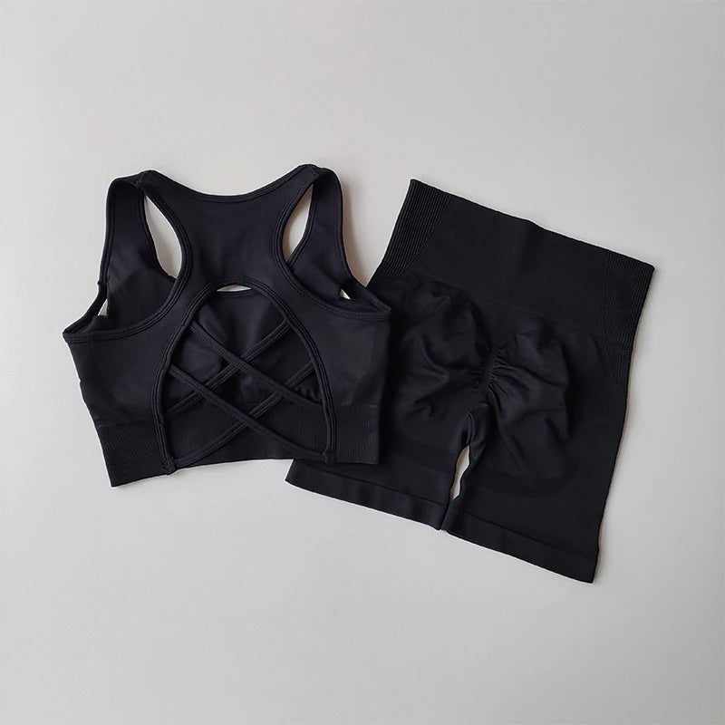 Back Sport Bra Yoga Dress Suit