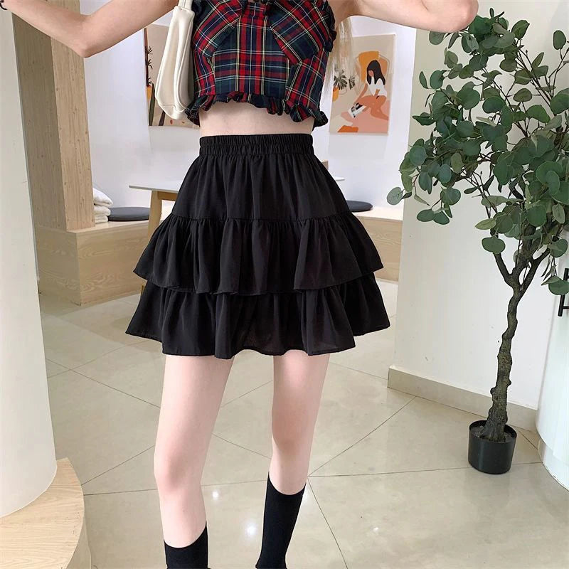 Women White Skirt Elastic Waist Summer Dress