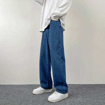 2025 New Men's Casual Jeans | Korean Euro US Style | Straight & Wide Leg Denim Pants | Solid Color Trendy Design