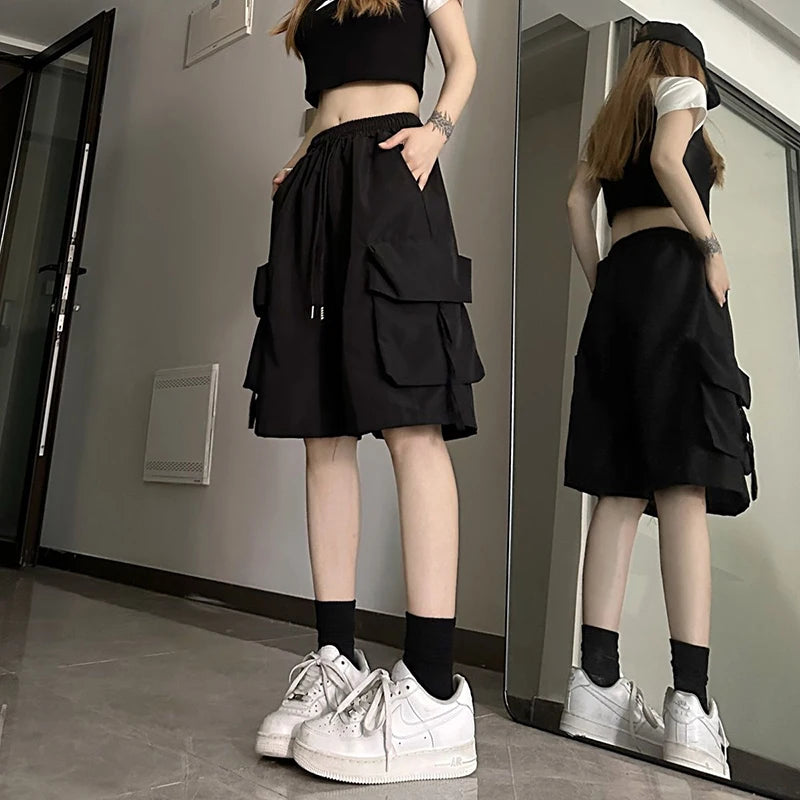 Women High Waist Cargo Shorts Streetwear Female