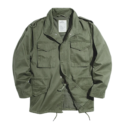 Jackets For Men Green Vintage Army Pockets Overcoat