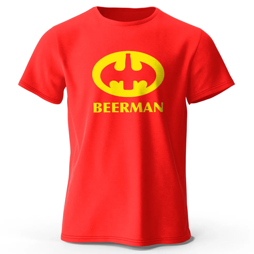 Men's Beer Man Printed T-Shirt 100% Cotton  Tops
